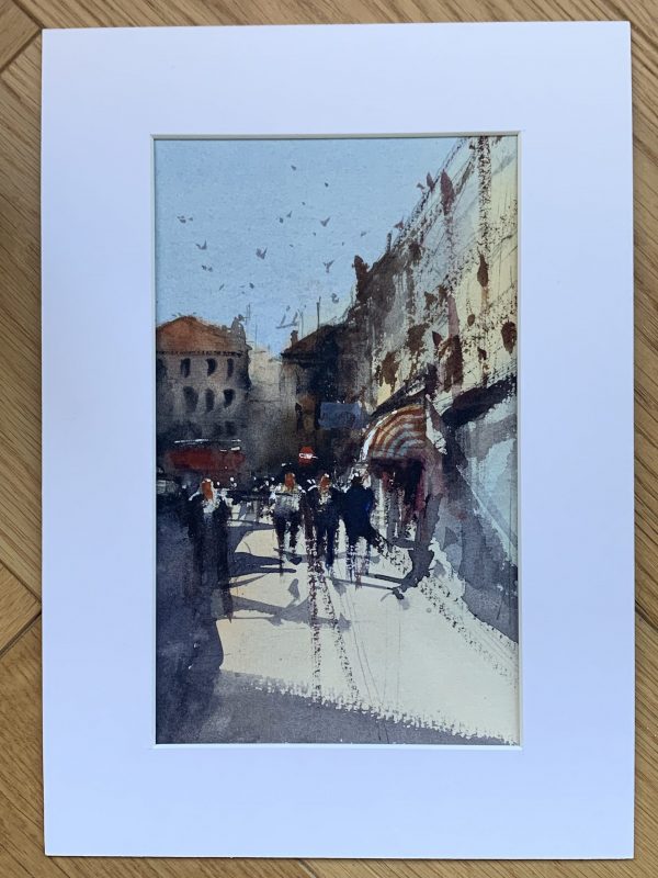 Painting of Old Compton Street, London, by watercolour artist John Haywood