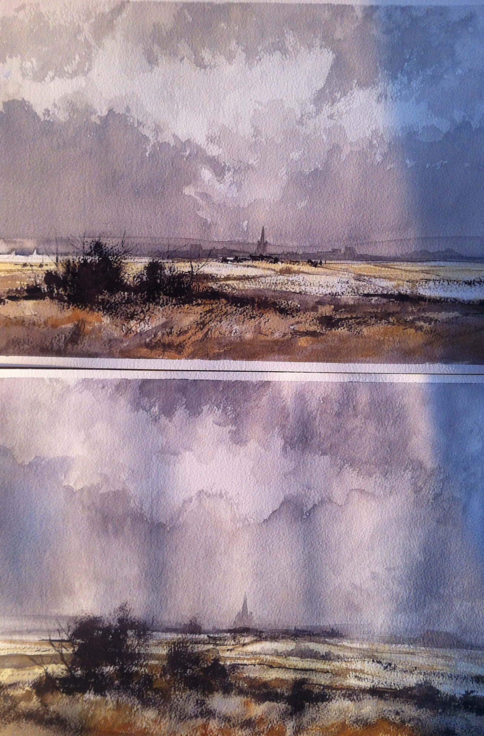Rowland Hilder studies: #2 painted using Winsor and Newton professional watercolours, #1 using Winsor and Newton Cotman watercolours