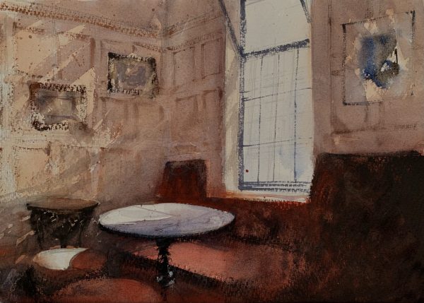 A watercolour painting of the interior of The Good Companions by artist John Haywood